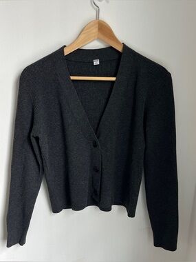 Uniqlo Women’s V-neck Ribbed Cardigan Dark Gray Small Like New